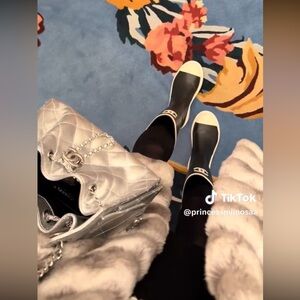 CHANEL Women's Black and Cream Boots